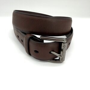 Columbia Brown Imitation Leather Belt Size 34 Gunmetal Buckle 11CP020061 Mens